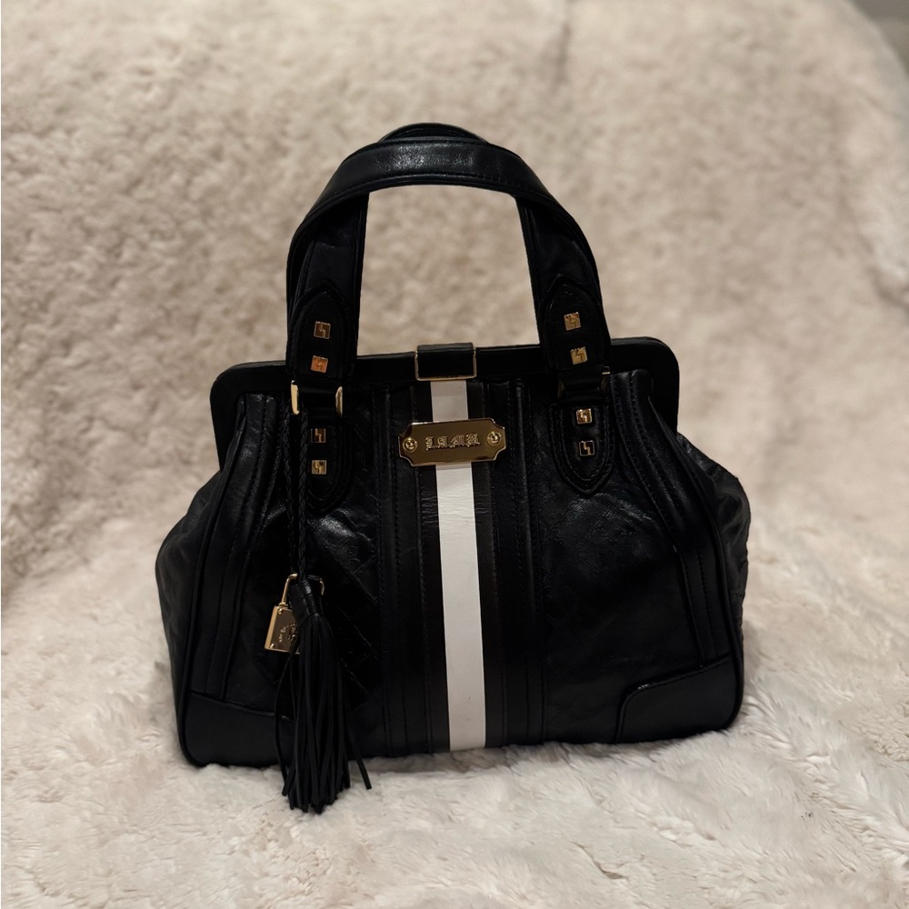 L.A.M.B. Black and White Leather Satchel, Vintage, Y2K - Picture 3 of 16